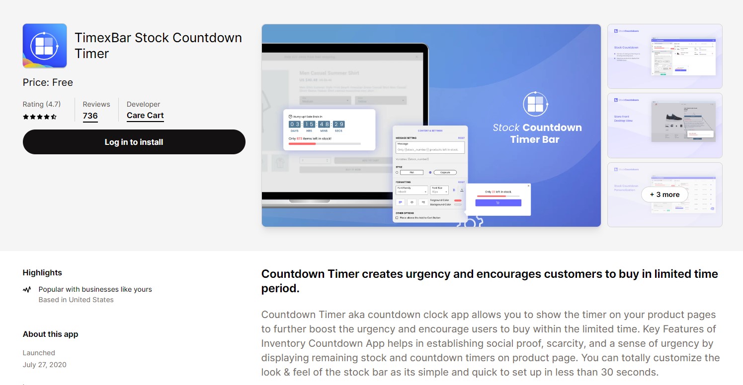 TimexBar Stock Countdown Timer